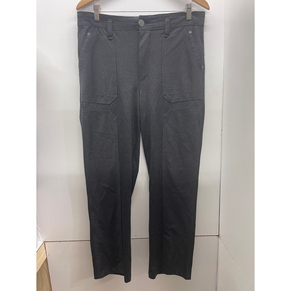 Democracy Ab Technology Pinstripe Straight Leg Pants Black BN2431H35E Womens 12